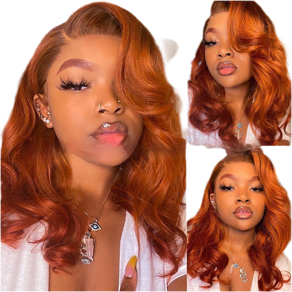 Ginger Body Wave Lace Front Wig In Stock Orange Big Wave Lace Headgear